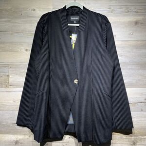 Betabrand Collarless Prima Blazer Ponte Knit Black Pinstripe Size XXL Stretch